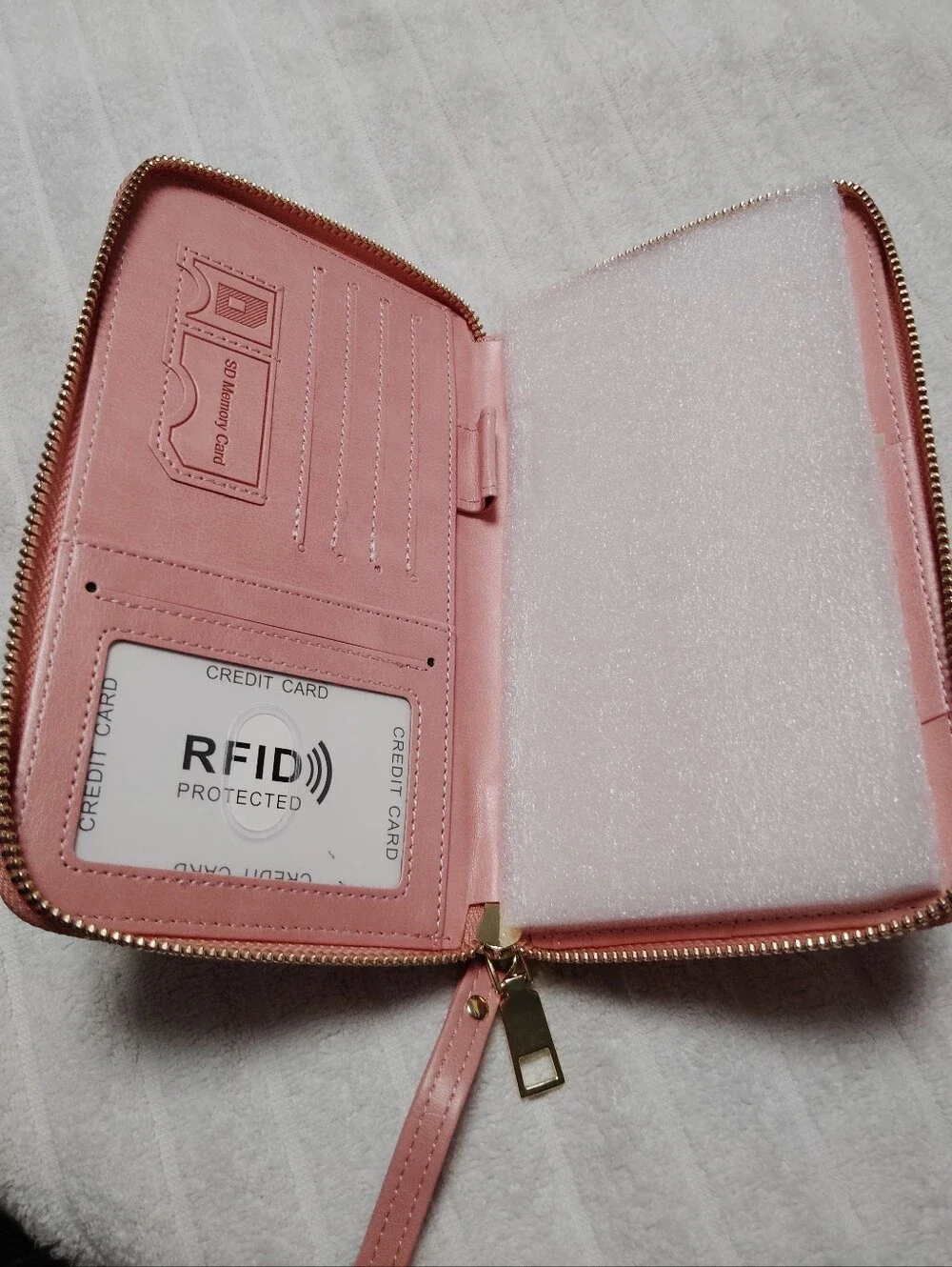 ROSE PINK ZIPPER PASSPORT TRAVEL WALLET 